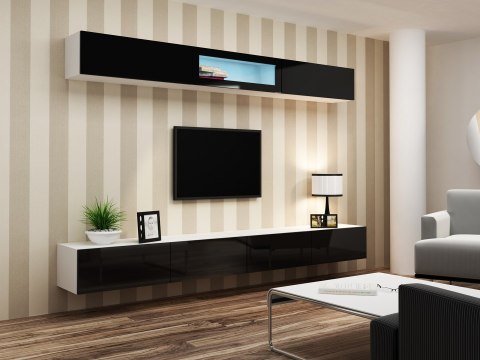 Szafka RTV VIGO '140' 30/140/40 biały/czarny połysk Cama MEBLE Szafka RTV VIGO '140' 30/140/40 biały/czarny połysk Cama MEBLE