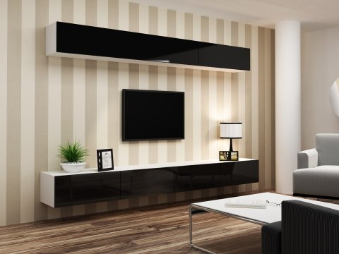Szafka RTV VIGO '140' 30/140/40 biały/czarny połysk Cama MEBLE Szafka RTV VIGO '140' 30/140/40 biały/czarny połysk Cama MEBLE