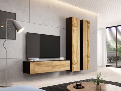 Szafka RTV VIGO '140' 30/140/40 czarny/dąb wotan Cama MEBLE Szafka RTV VIGO '140' 30/140/40 czarny/dąb wotan Cama MEBLE