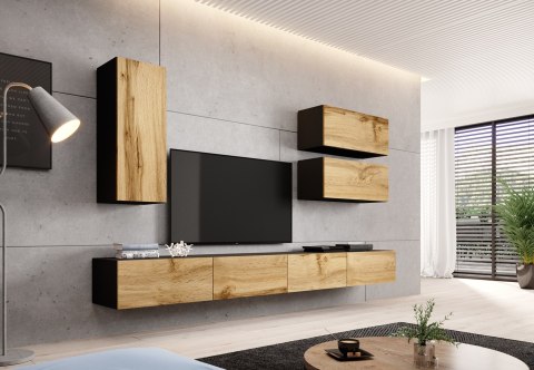 Szafka RTV VIGO '140' 30/140/40 czarny/dąb wotan Cama MEBLE Szafka RTV VIGO '140' 30/140/40 czarny/dąb wotan Cama MEBLE