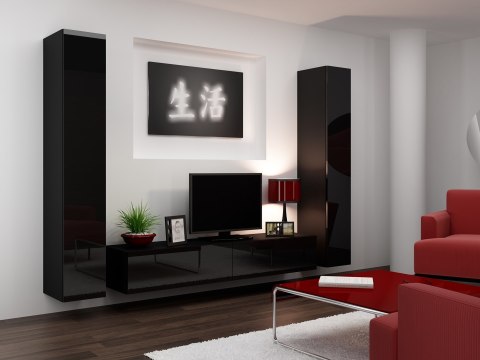 Szafka RTV VIGO '180' 30/180/40 czarny/czarny poł. Cama MEBLE Szafka RTV VIGO '180' 30/180/40 czarny/czarny poł. Cama MEBLE