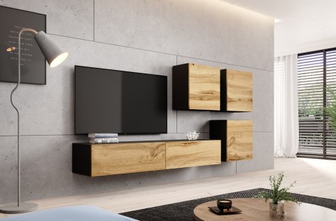 Szafka RTV VIGO '180' 30/180/40 czarny/dąb wotan Cama MEBLE Szafka RTV VIGO '180' 30/180/40 czarny/dąb wotan Cama MEBLE