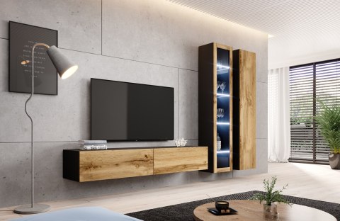 Szafka RTV VIGO '180' 30/180/40 czarny/dąb wotan Cama MEBLE Szafka RTV VIGO '180' 30/180/40 czarny/dąb wotan Cama MEBLE
