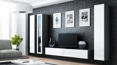 Szafka RTV VIGO '180' 30/180/40 szary/biały połysk Cama MEBLE Szafka RTV VIGO '180' 30/180/40 szary/biały połysk Cama MEBLE