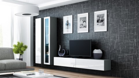 Szafka RTV VIGO '180' 30/180/40 szary/biały połysk Cama MEBLE Szafka RTV VIGO '180' 30/180/40 szary/biały połysk Cama MEBLE