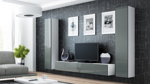 Szafka RTV VIGO '180' 30/180/40 szary/biały połysk Cama MEBLE Szafka RTV VIGO '180' 30/180/40 szary/biały połysk Cama MEBLE