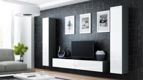 Szafka RTV VIGO '180' 30/180/40 szary/biały połysk Cama MEBLE Szafka RTV VIGO '180' 30/180/40 szary/biały połysk Cama MEBLE