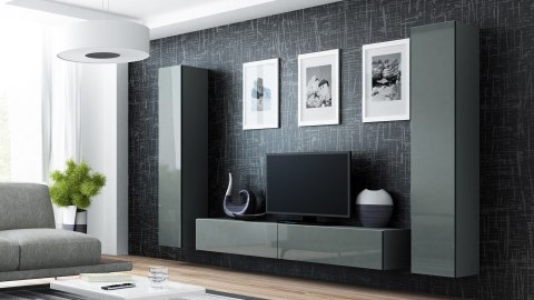 Szafka RTV VIGO '180' 30/180/40 szary/szary połysk Cama MEBLE Szafka RTV VIGO '180' 30/180/40 szary/szary połysk Cama MEBLE