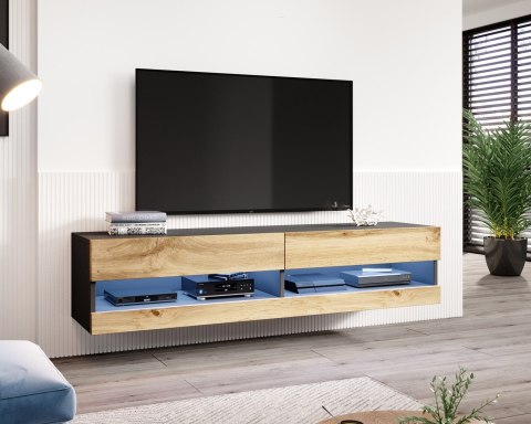 Szafka RTV VIGO NEW 180 30/180/40 czarny/dąb wotan Cama MEBLE Szafka RTV VIGO NEW 180 30/180/40 czarny/dąb wotan Cama MEBLE