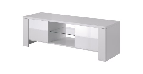 Szafka RTV WEST 42/130/42 biały/ biały połysk Cama MEBLE Szafka RTV WEST 42/130/42 biały/ biały połysk Cama MEBLE
