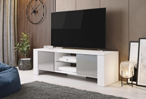 Szafka RTV WEST 42/130/42 biały/ szary połysk Cama MEBLE Szafka RTV WEST 42/130/42 biały/ szary połysk Cama MEBLE