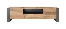 Szafka RTV WOOD 180/44/48 dąb wotan + antracyt Cama MEBLE