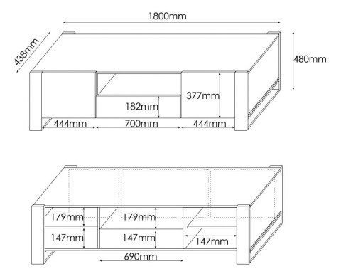Szafka RTV WOOD 180/44/48 dąb wotan + antracyt Cama MEBLE Szafka RTV WOOD 180/44/48 dąb wotan + antracyt Cama MEBLE