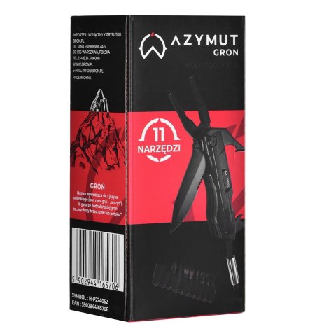 Multitool AZYMUT Gron - 11 narzędzi + 9 bitów + kabura (H-P224052) AZYMUT Multitool AZYMUT Gron - 11 narzędzi + 9 bitów + kabura (H-P224052) AZYMUT