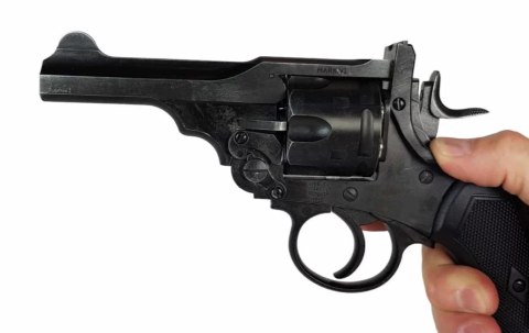 Rewolwer WEBLEY MKVI .455 Police kal.5,5 mm Diabolo łuski 6-strzał. lufa 4" CO2 Battlefield Ekp do17J WEBLEY Rewolwer WEBLEY MKVI .455 Police kal.5,5 mm Diabolo łuski 6-strzał. lufa 4" CO2 Battlefield Ekp do17J WEBLEY