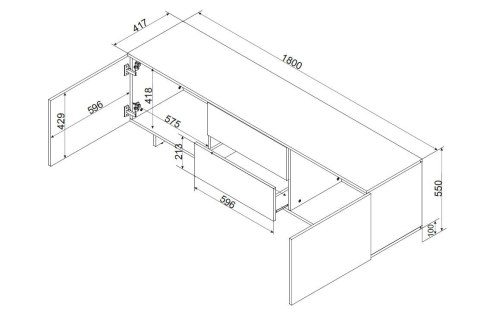 Szafka RTV 2D2S ALMA 180x41,5xH55 kaszmir Cama MEBLE Szafka RTV 2D2S ALMA 180x41,5xH55 kaszmir Cama MEBLE