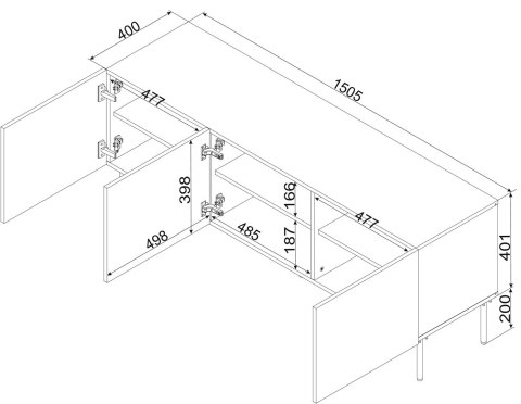 Szafka RTV 3D PALAZZO BIS 151x40x60 biały mat Cama MEBLE Szafka RTV 3D PALAZZO BIS 151x40x60 biały mat Cama MEBLE