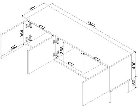 Szafka RTV 3D TRESSE 150x40x55 kaszmir mat Cama MEBLE Szafka RTV 3D TRESSE 150x40x55 kaszmir mat Cama MEBLE