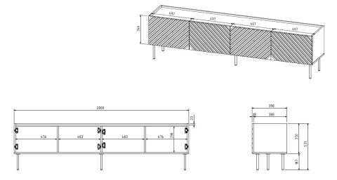 Szafka RTV 4D ONDA 200x40x35-54 czarny (stojąca lub wisząca) Cama MEBLE Szafka RTV 4D ONDA 200x40x35-54 czarny (stojąca lub wisząca) Cama MEBLE
