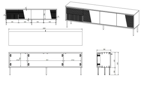 Szafka RTV ABI 4D 200x38x62 kaszmir mat Cama MEBLE Szafka RTV ABI 4D 200x38x62 kaszmir mat Cama MEBLE
