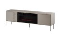 Szafka RTV EF + kominek czarny TRESSE 180x40x54,5 kaszmir mat Cama MEBLE