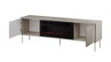 Szafka RTV EF + kominek czarny TRESSE 180x40x54,5 kaszmir mat Cama MEBLE