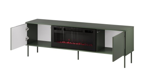 Szafka RTV EF + kominek czarny TRESSE 180x40x54,5 zieleń mat Cama MEBLE Szafka RTV EF + kominek czarny TRESSE 180x40x54,5 zieleń mat Cama MEBLE