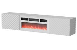 Szafka RTV LARA 183x35x37 biały mat + biały kominek Cama MEBLE