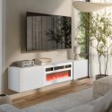 Szafka RTV LARA 183x35x37 biały mat + biały kominek Cama MEBLE