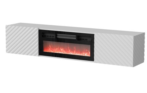 Szafka RTV LARA 183x35x37 biały mat + czarny kominek Cama MEBLE Szafka RTV LARA 183x35x37 biały mat + czarny kominek Cama MEBLE