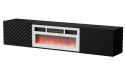 Szafka RTV LARA 183x35x37 czarny mat + biały kominek Cama MEBLE