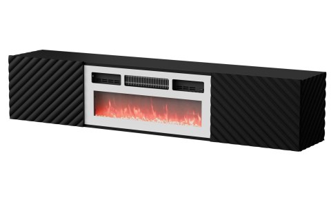 Szafka RTV LARA 183x35x37 czarny mat + biały kominek Cama MEBLE Szafka RTV LARA 183x35x37 czarny mat + biały kominek Cama MEBLE