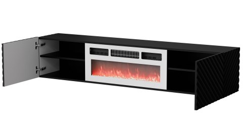 Szafka RTV LARA 183x35x37 czarny mat + biały kominek Cama MEBLE Szafka RTV LARA 183x35x37 czarny mat + biały kominek Cama MEBLE