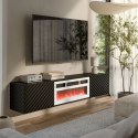 Szafka RTV LARA 183x35x37 czarny mat + biały kominek Cama MEBLE