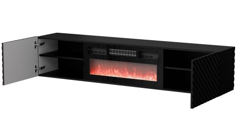 Szafka RTV LARA 183x35x37 czarny mat + czarny kominek Cama MEBLE Szafka RTV LARA 183x35x37 czarny mat + czarny kominek Cama MEBLE
