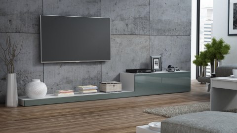 Szafka RTV LIFE 300/42/35 biały/ szary połysk Cama MEBLE Szafka RTV LIFE 300/42/35 biały/ szary połysk Cama MEBLE