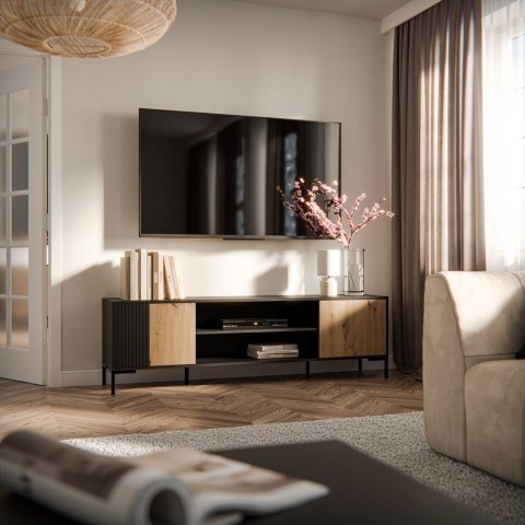 Szafka RTV MERCI 180x40x53,5 czarny/dąb artisan Cama MEBLE Szafka RTV MERCI 180x40x53,5 czarny/dąb artisan Cama MEBLE