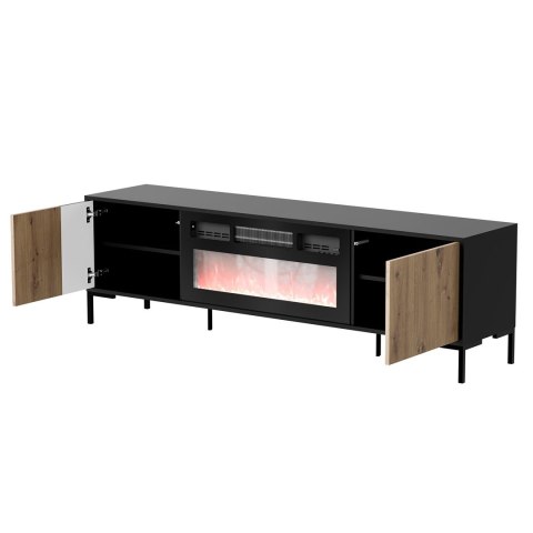 Szafka RTV MERCI 180x40x53,5 czarny/dąb artisan + kominek Cama MEBLE Szafka RTV MERCI 180x40x53,5 czarny/dąb artisan + kominek Cama MEBLE