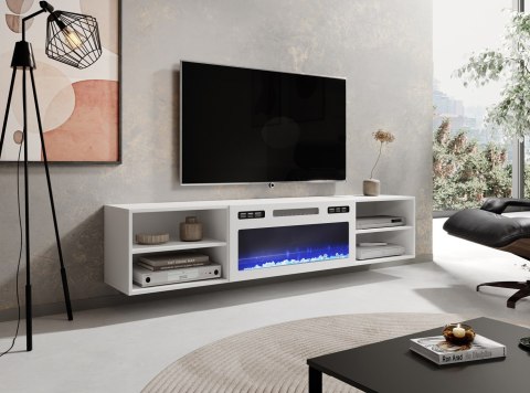Szafka RTV POLO 180x33x39 biały + kominek biały Cama MEBLE Szafka RTV POLO 180x33x39 biały + kominek biały Cama MEBLE