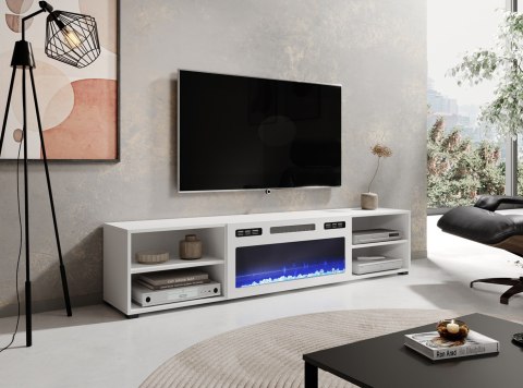 Szafka RTV POLO 180x33x39 biały + kominek biały Cama MEBLE Szafka RTV POLO 180x33x39 biały + kominek biały Cama MEBLE