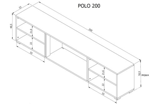 Szafka RTV POLO 180x33x39 biały + kominek biały Cama MEBLE Szafka RTV POLO 180x33x39 biały + kominek biały Cama MEBLE