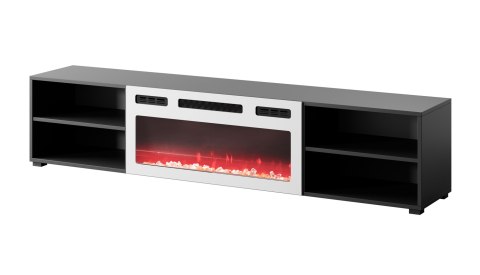 Szafka RTV POLO 180x33x39 czarny + kominek biały Cama MEBLE Szafka RTV POLO 180x33x39 czarny + kominek biały Cama MEBLE
