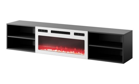 Szafka RTV POLO 180x33x39 czarny + kominek biały Cama MEBLE Szafka RTV POLO 180x33x39 czarny + kominek biały Cama MEBLE