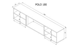 Szafka RTV POLO 180x33x39 czarny + kominek czarny Cama MEBLE