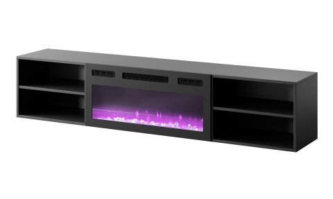 Szafka RTV POLO 180x33x39 czarny + kominek czarny Cama MEBLE Szafka RTV POLO 180x33x39 czarny + kominek czarny Cama MEBLE