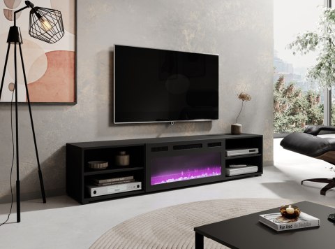 Szafka RTV POLO 180x33x39 czarny + kominek czarny Cama MEBLE Szafka RTV POLO 180x33x39 czarny + kominek czarny Cama MEBLE