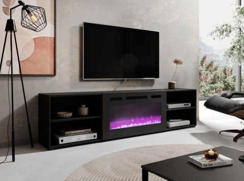 Szafka RTV POLO 200x33x50,5 czarny + kominek czarny Cama MEBLE Szafka RTV POLO 200x33x50,5 czarny + kominek czarny Cama MEBLE