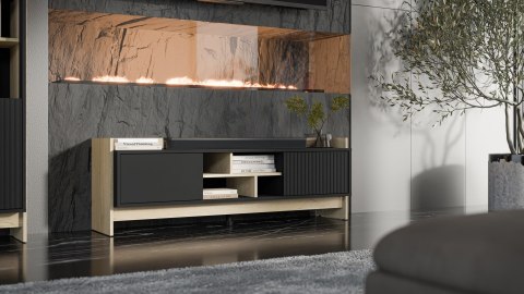 Szafka RTV PORTO 2D 150x38x50 dąb/czarny Cama MEBLE Szafka RTV PORTO 2D 150x38x50 dąb/czarny Cama MEBLE