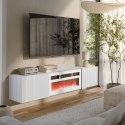Szafka RTV ROTA 183x35x37 biały mat + biały kominek Cama MEBLE