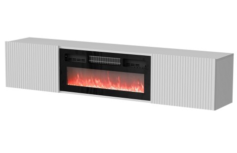 Szafka RTV ROTA 183x35x37 biały mat + czarny kominek Cama MEBLE Szafka RTV ROTA 183x35x37 biały mat + czarny kominek Cama MEBLE